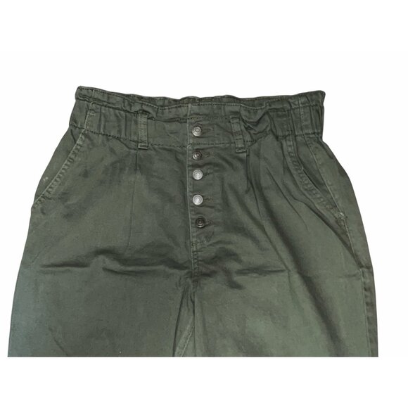 Time And Tru Olive High-Waisted Button Front Tapered Pants Size 12 Womens Green - Picture 6 of 10